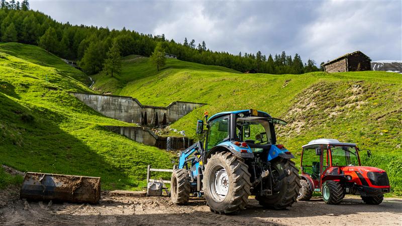Agricultural tractor in a field