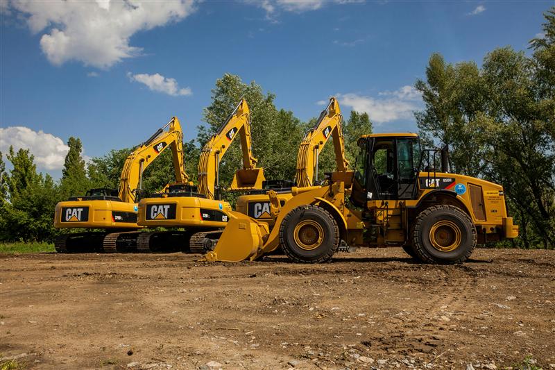 Construction fleet excavator on site